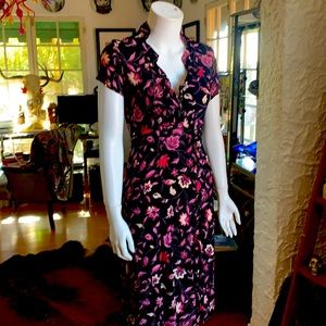 Black rayon print floral dress
